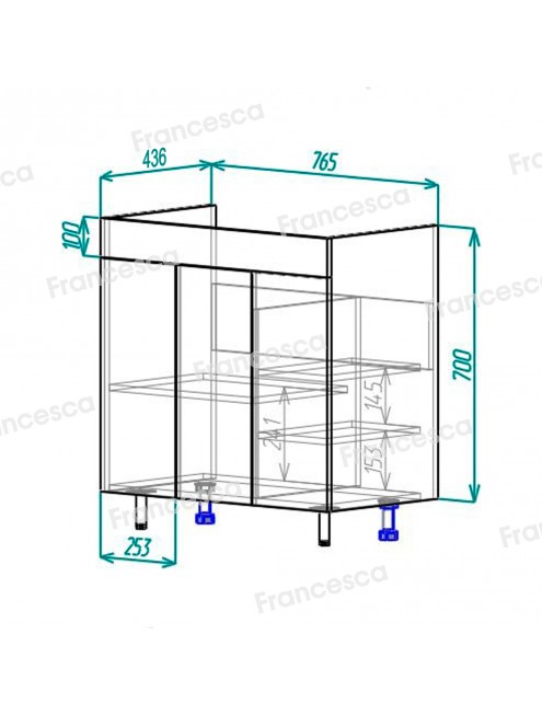 Тумба с раковиной Francesca Avanti Доминго 80 3 двери, с подсветкой (ум. Миранда 80)
