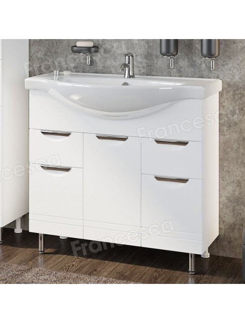 Тумба с раковиной Francesca Avanti Доминго 90 белый, с подсветкой (2ящ+3дв. ум. Classic 90)