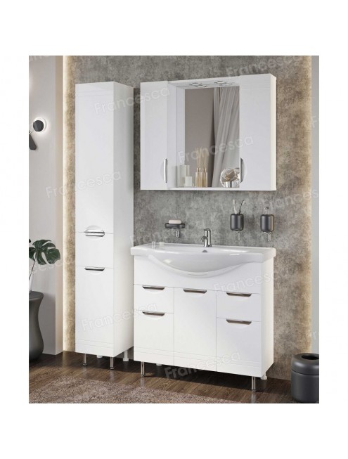 Тумба с раковиной Francesca Avanti Доминго 90 белый, с подсветкой (2ящ+3дв. ум. Classic 90)