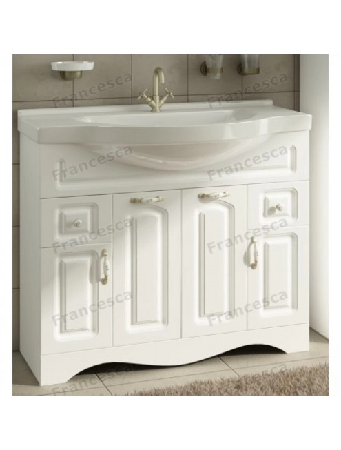 Тумба с раковиной Francesca Avanti Империя 100-2 белый с подсветкой (2ящ+4 дв, ум. Эльбрус 100)