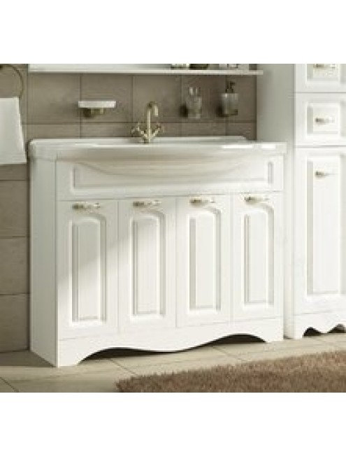 Тумба с раковиной Francesca Avanti Империя 100 белый с подсветкой (4 двери, ум. Эльбрус 100)