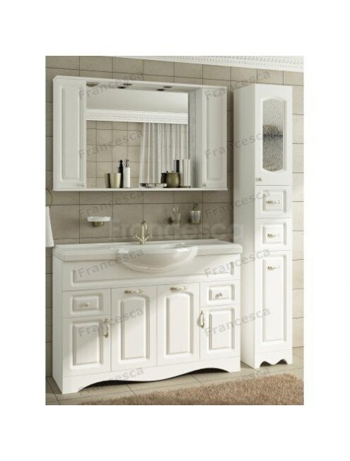 Тумба с раковиной Francesca Avanti Империя 120 белый (2ящ+4дв., ум. Классик 120) с подсветкой