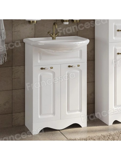 Тумба с раковиной Francesca Avanti Империя 50 белый с подсветкой (2 двери, ум. Уют 50)