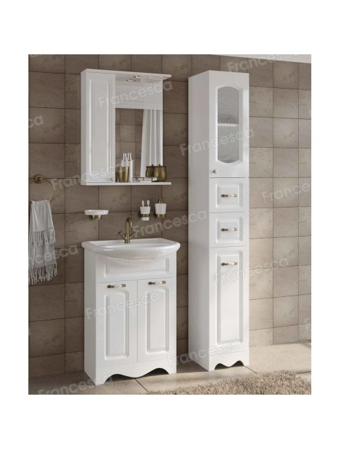 Тумба с раковиной Francesca Avanti Империя 55 с 2 дверцами белый с подсветкой (ум. Уют 55)&nbsp;