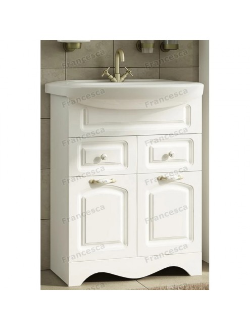 Тумба с раковиной Francesca Avanti Империя 60 белый с подсветкой (2дв+2ящ, ум. Уют 60)