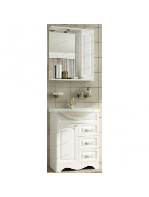 Тумба с раковиной Francesca Avanti Империя 65 белый (1дв+3ящ, ум. Элеганс 65) с подсветкой