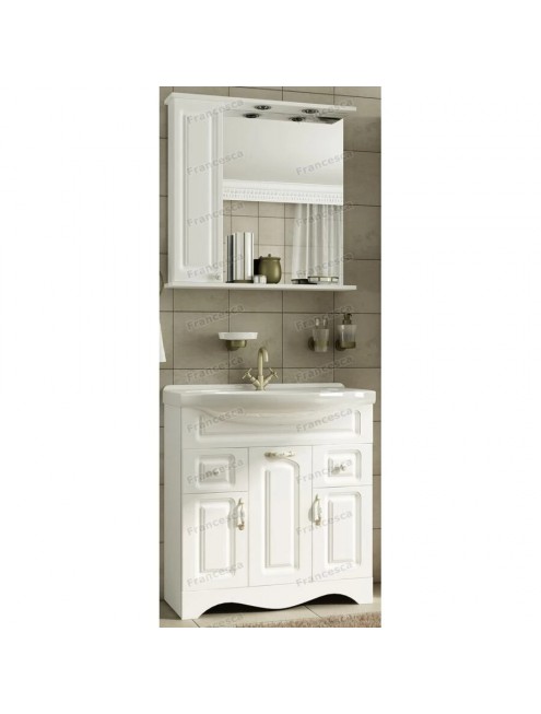 Тумба с раковиной Francesca Avanti Империя 75 белый с подсветкой (3дв+2ящ, ум. Элеганс 75)