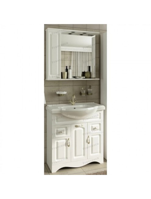 Тумба с раковиной Francesca Avanti Империя 80 белый (2ящ+3дв. ум. Классик 80) с подсветкой