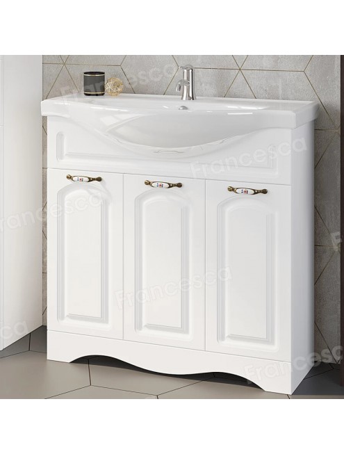 Тумба с раковиной Francesca Avanti Империя 90 белый с подсветкой (3 двери, ум. Classic 90)&nbsp;