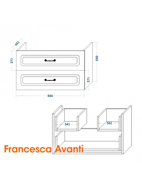 Тумба с раковиной Francesca Avanti Империя 90 подвесная