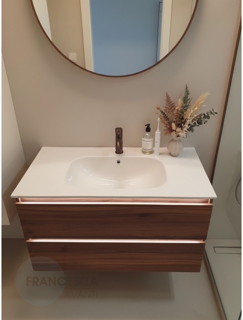 Тумба с раковиной Francesca Avanti Panda 100,DR-03-100, подвесная, дуб, с подсветкой