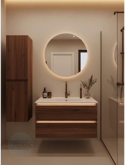 Тумба с раковиной Francesca Avanti Panda 100,DR-03-100, подвесная, дуб, с подсветкой