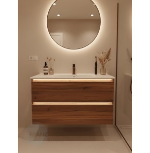 Тумба с раковиной Francesca Avanti Panda 100,DR-03-100, подвесная, дуб, с подсветкой