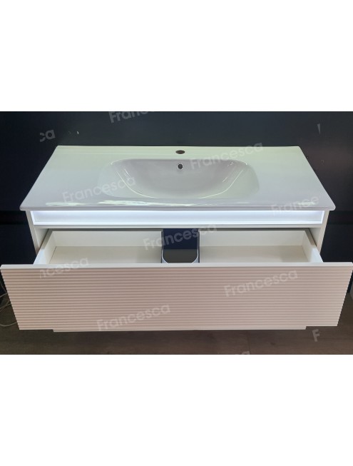 Тумба с раковиной Francesca Avanti Panda 100, DR-07-100, с подсветкой, подвесная, бежевая, с фрезеровкой