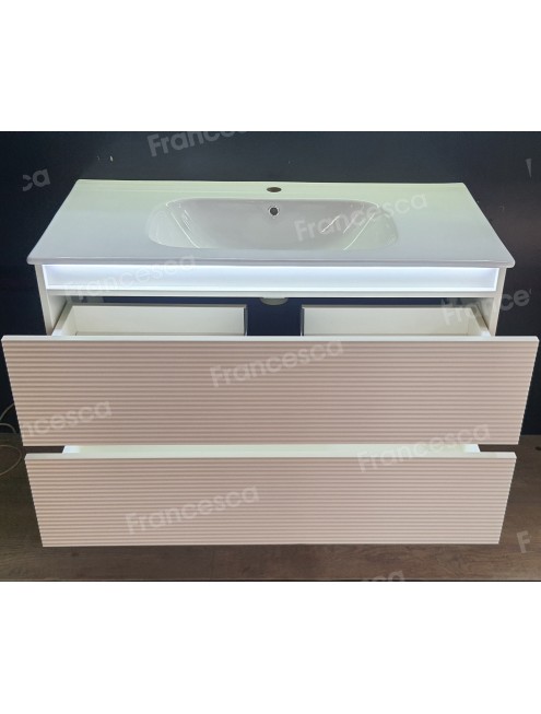 Тумба с раковиной Francesca Avanti Panda 100, DR-07-100, с подсветкой, подвесная, бежевая, с фрезеровкой