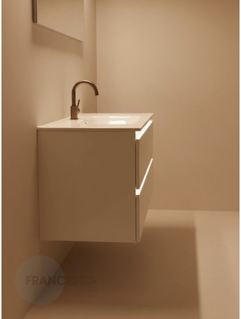 Тумба с раковиной Francesca Avanti Panda 100, DR-07-100, с подсветкой, подвесная, бежевая, с фрезеровкой