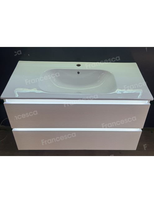 Тумба с раковиной Francesca Avanti Panda 100, DR-07-100, с подсветкой, подвесная, бежевая, с фрезеровкой