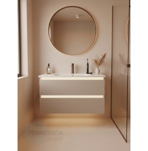 Тумба с раковиной Francesca Avanti Panda 100, DR-07-100, с подсветкой, подвесная, бежевая, с фрезеровкой