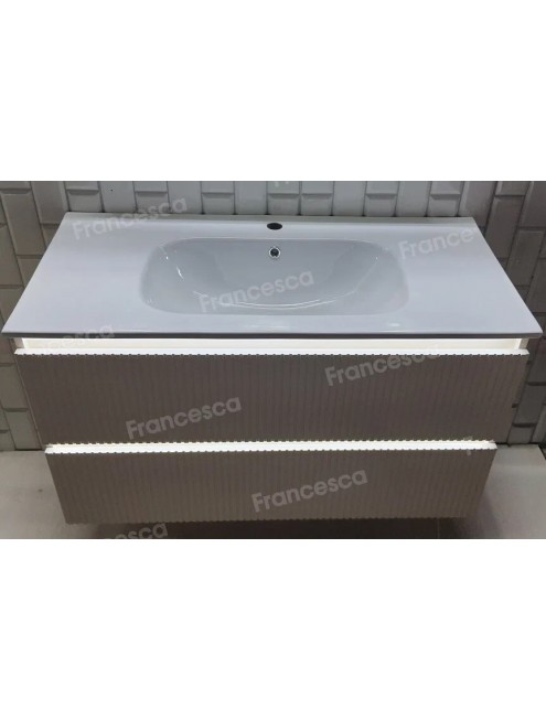 Тумба с раковиной Francesca Avanti Panda 100, DR-08-100, с подсветкой, подвесная, бежевая, с фрезеровкой