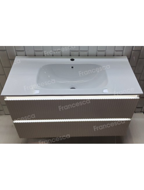 Тумба с раковиной Francesca Avanti Panda 100, DR-08-100, с подсветкой, подвесная, бежевая, с фрезеровкой