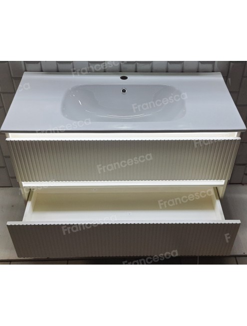 Тумба с раковиной Francesca Avanti Panda 100, DR-08-100, с подсветкой, подвесная, бежевая, с фрезеровкой
