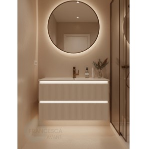 Тумба с раковиной Francesca Avanti Panda 100, DR-08-100, с подсветкой, подвесная, бежевая, с фрезеровкой