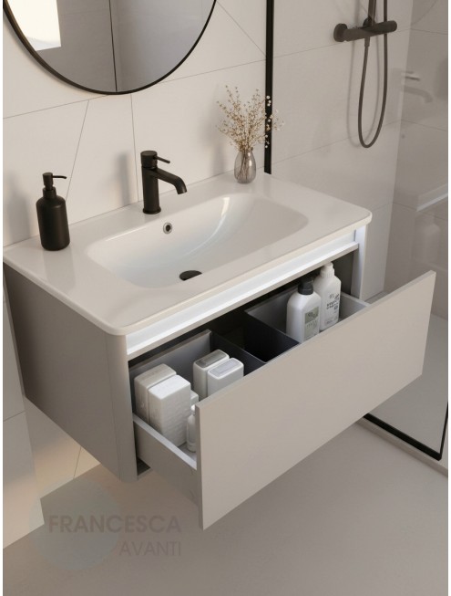 Тумба с раковиной Francesca Avanti Panda 80, DR-01-80, подвесная, с подсветкой, серая