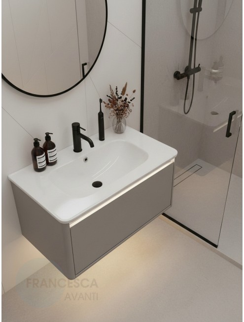 Тумба с раковиной Francesca Avanti Panda 80, DR-01-80, подвесная, с подсветкой, серая