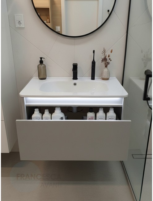 Тумба с раковиной Francesca Avanti Panda 80, DR-01-80, подвесная, с подсветкой, серая