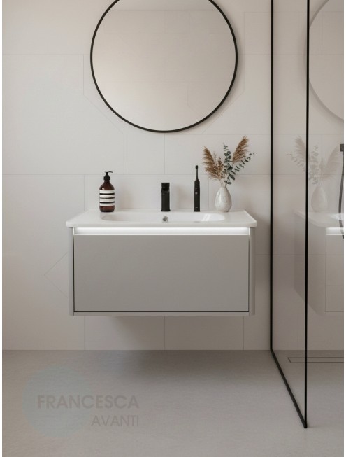 Тумба с раковиной Francesca Avanti Panda 80, DR-01-80, подвесная, с подсветкой, серая