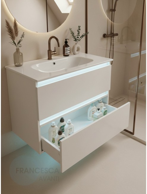 Тумба с раковиной Francesca Avanti Panda 80, DR-03B-80, подвесная, с подсветкой, бежевая