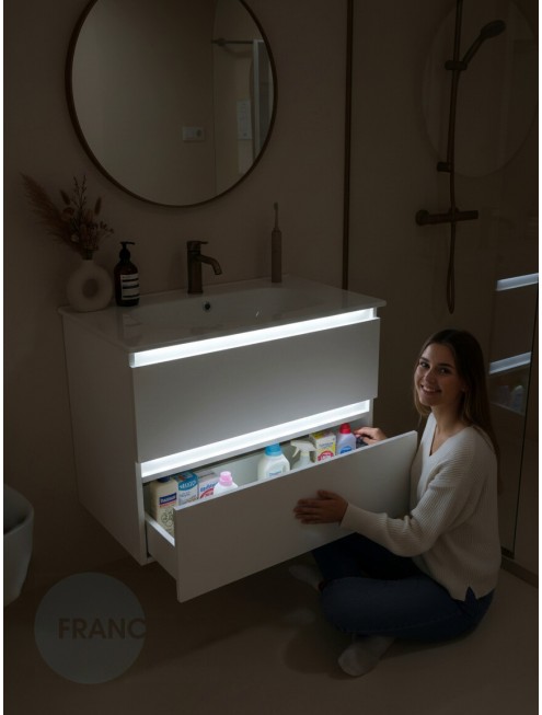 Тумба с раковиной Francesca Avanti Panda 80, DR-03B-80, подвесная, с подсветкой, бежевая