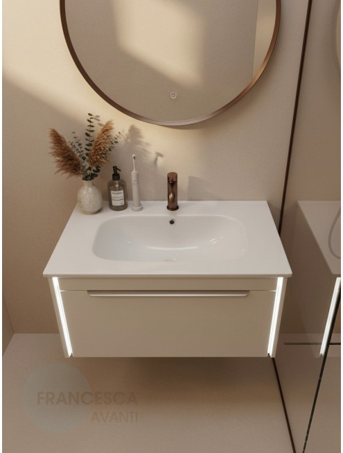 Тумба с раковиной Francesca Avanti Panda 80, DR-05-80, подвесная, бежевая, с подсветкой