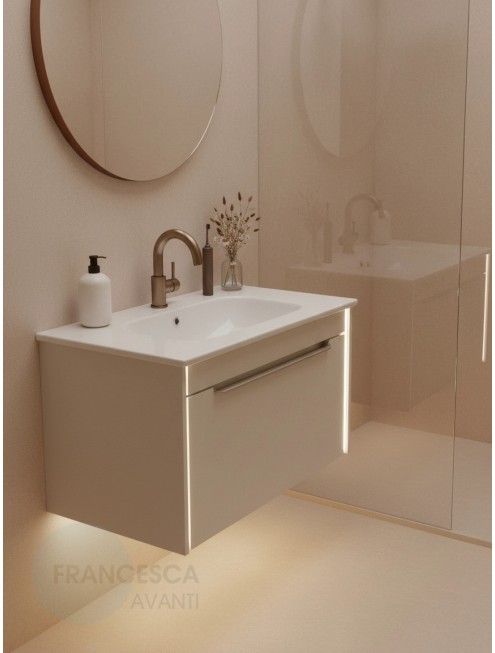 Тумба с раковиной Francesca Avanti Panda 80, DR-05-80, подвесная, бежевая, с подсветкой
