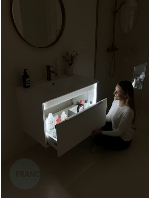 Тумба с раковиной Francesca Avanti Panda 80, DR-05-80, подвесная, бежевая, с подсветкой