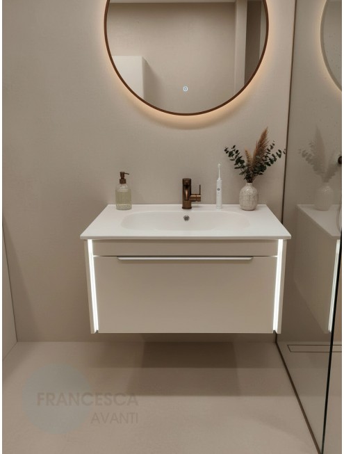 Тумба с раковиной Francesca Avanti Panda 80, DR-05-80, подвесная, бежевая, с подсветкой