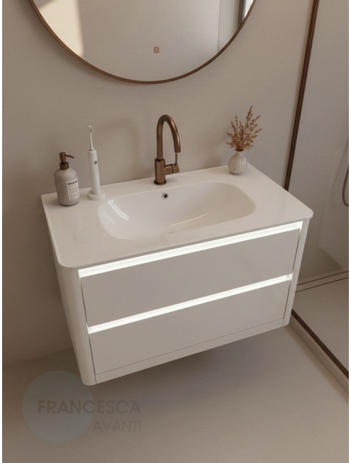 Тумба с раковиной Francesca Avanti Panda 90, DR-06-90, подвесная, бежевая, с подсветкой