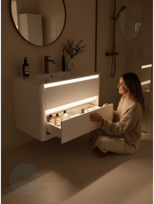 Тумба с раковиной Francesca Avanti Panda 90, DR-06-90, подвесная, бежевая, с подсветкой