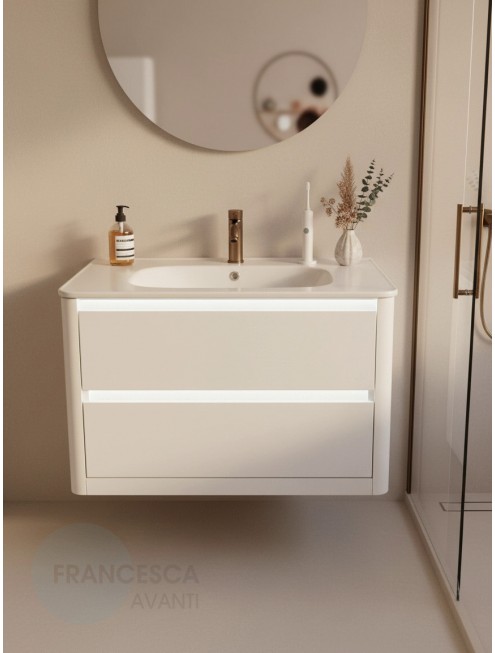 Тумба с раковиной Francesca Avanti Panda 90, DR-06-90, подвесная, бежевая, с подсветкой