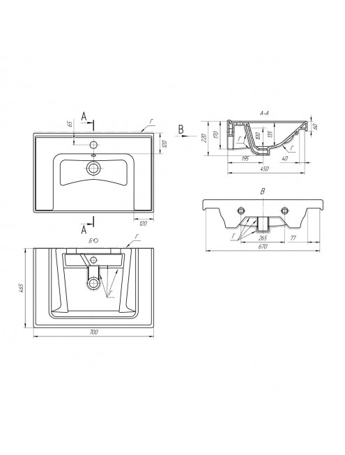 Тумба с раковиной Francesca Avanti Latina 70 подвесная (ум. Грейс 70)