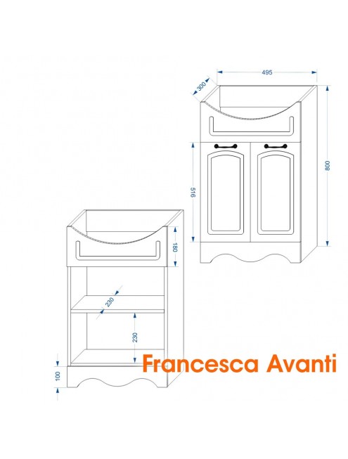 Комплект мебели для ванной комнаты Francesca Avanti Империя 55 с ящиком, венге