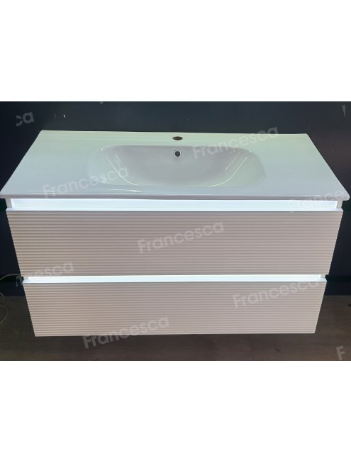 Тумба с раковиной Francesca Avanti Panda 100, DR-07-100, с подсветкой, подвесная, бежевая, с фрезеровкой