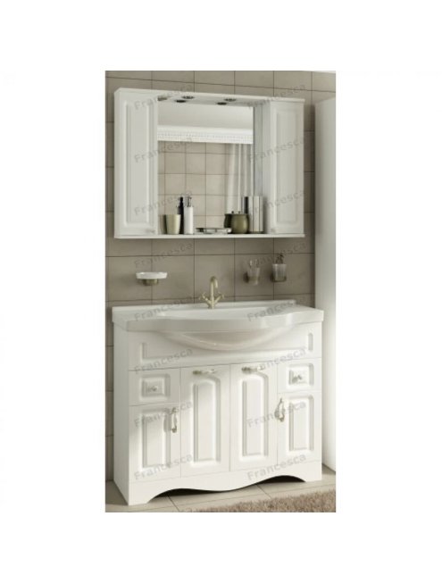 Тумба с раковиной Francesca Империя 100-2 белый с подсветкой (2ящ+4 дв, ум. Эльбрус 100)