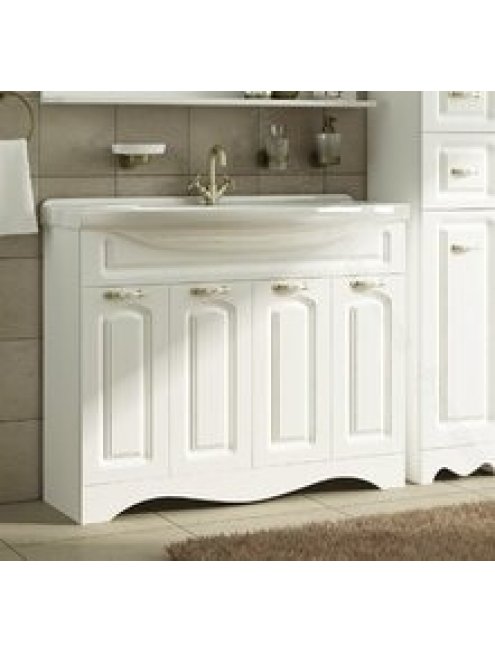 Тумба с раковиной Francesca Империя 100 белый с подсветкой (4 двери, ум. Эльбрус 100)