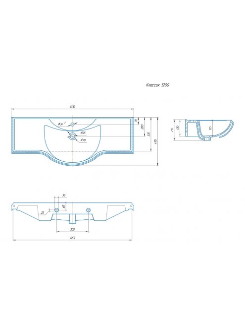 Тумба с раковиной Francesca Империя 120 белый (2ящ+4дв., ум. Классик 120) с подсветкой