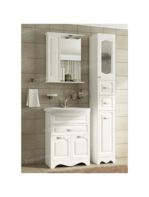 Тумба с раковиной Francesca Империя 55 с 1 ящиком белый с подсветкой (2дв.+1ящ, ум. Уют 55)