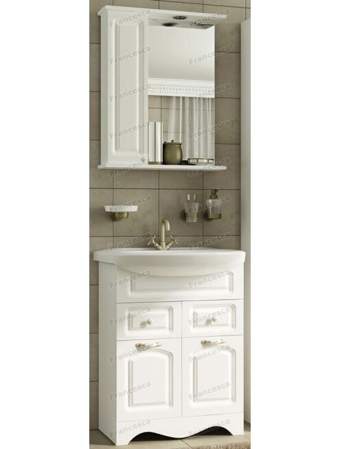 Тумба с раковиной Francesca Империя 60 белый с подсветкой (2дв+2ящ, ум. Уют 60)