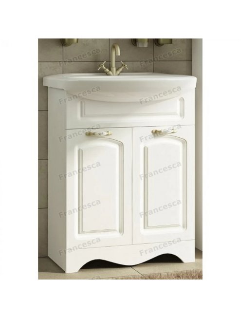 Тумба с раковиной Francesca Империя 60 с 2 дверцами белый (ум. Уют 60) с подсветкой