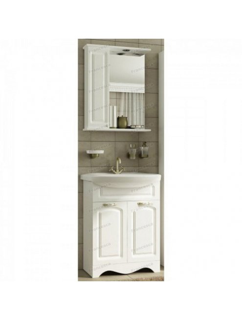 Тумба с раковиной Francesca Империя 60 с 2 дверцами белый (ум. Уют 60) с подсветкой