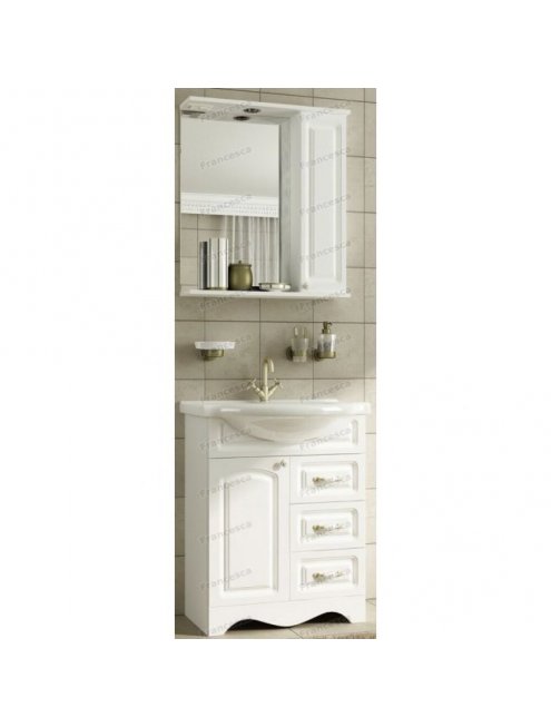 Тумба с раковиной Francesca Империя 65 белый (1дв+3ящ, ум. Элеганс 65) с подсветкой